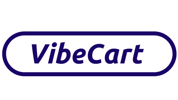 VibeCart logo in blue on a white background